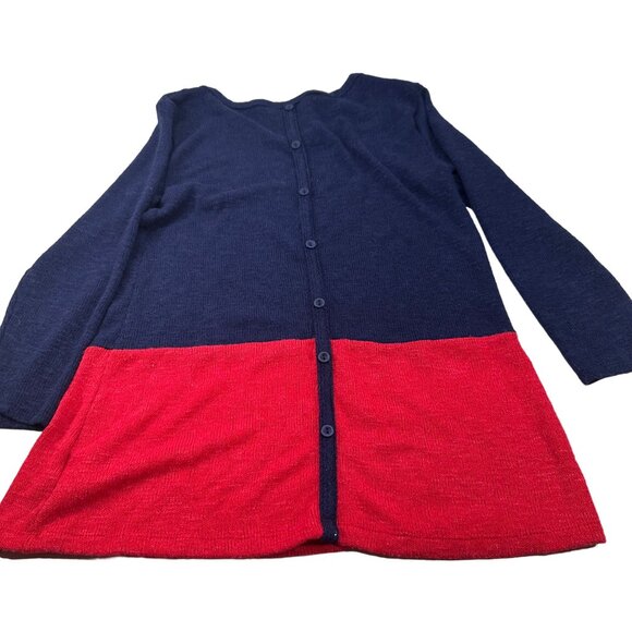 Charming Charlie Women's Size Small Sweater Top Colorblock Blue Red Preowned - Picture 2 of 13
